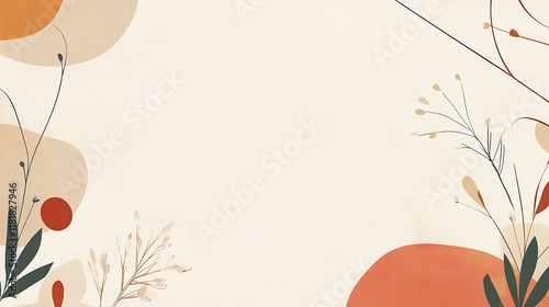 Abstract Floral Design with Earthy Tones and Organic Shapes