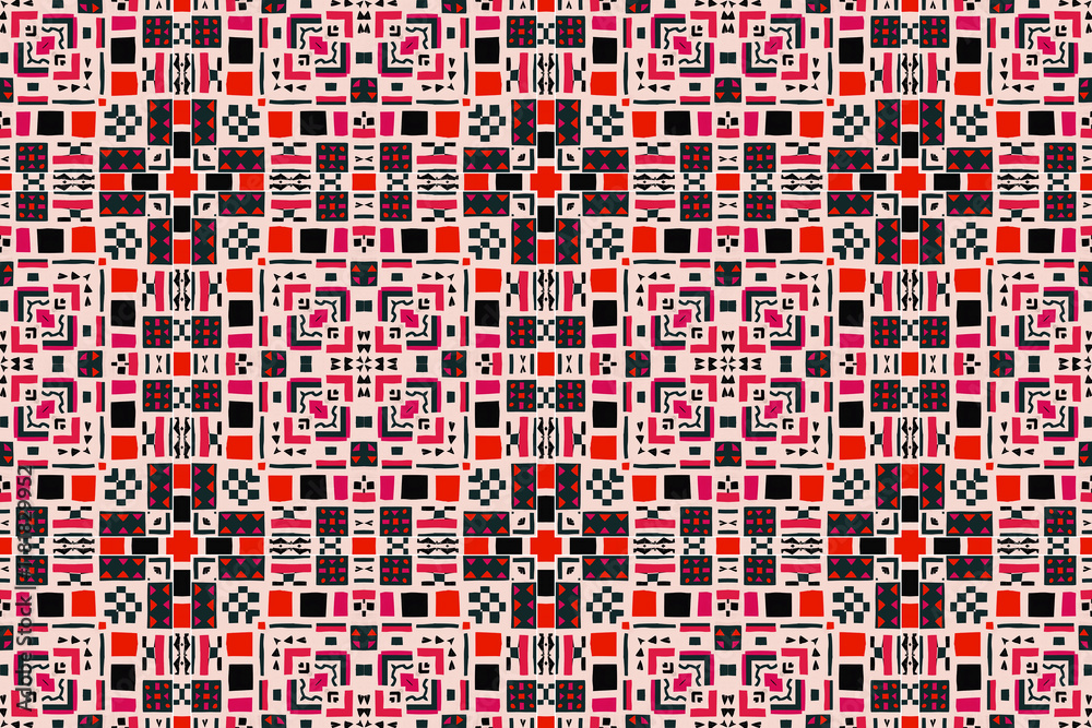 Fototapeta premium geometric ornamental shapes. decorative symmetrical background. unique and creative design. abstract colorful illustration.