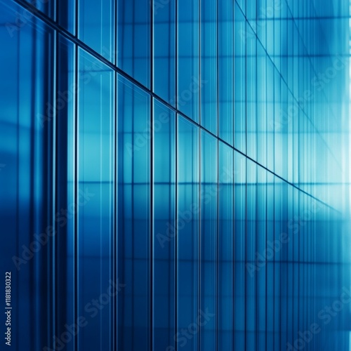 Blue glass wall with textured light lines, ideal for a modern business or tech website background