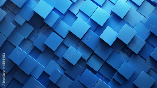 Abstract blue geometric background with layered textured square shapes photo