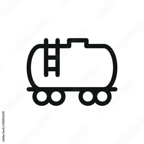 Crude oil tank car line icon, tank car vector symbol with editable stroke
