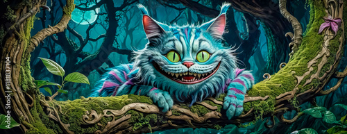 Wallpaper Mural Cheshire Mysterious cat in the forest. Fantasy illustration Torontodigital.ca
