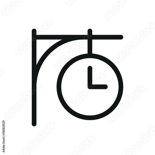 Railway station clock line icon, train station clock vector symbol with editable stroke