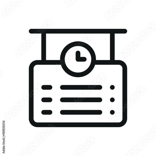 Train schedule board line icon, public transport timetable vector symbol with editable stroke