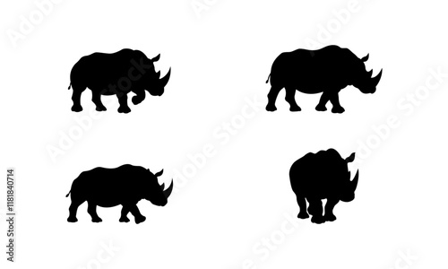 Rhino silhouette set in black and white