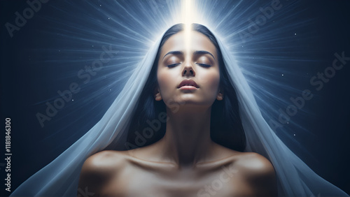 Vertical portrait of spiritual awaking photo