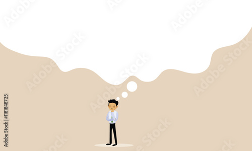 A smart businessman thinking with big bubble illustration.