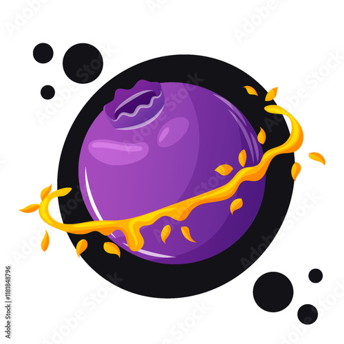 Wallpaper Mural Playful vector art of a blueberry planet surrounded by orbiting sause.  Torontodigital.ca