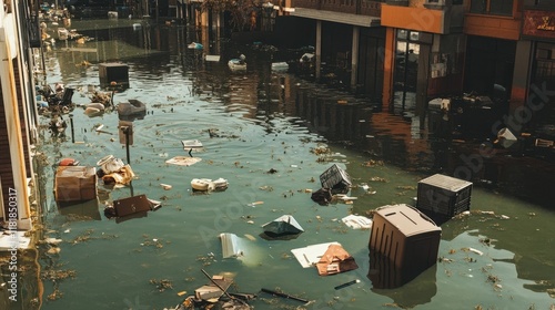 Flooded City Plaza with Flo...