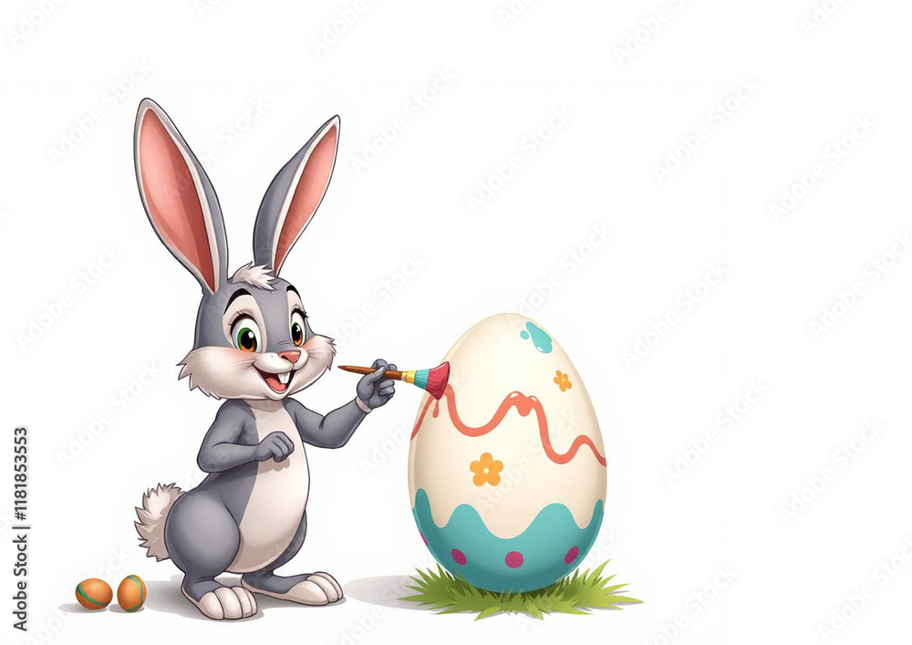 Easter bunny painting an egg Easter bunny painting an egg