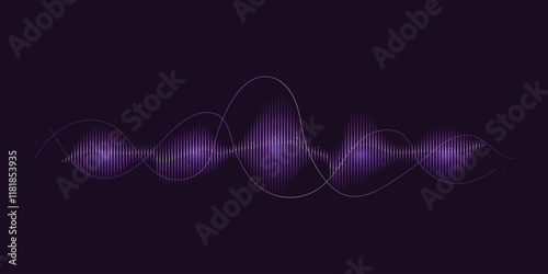 Soundwave wavy line abstract background flowing digital technology audio music sound vibration spectrum  signal vector illustration