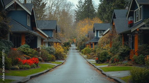 A duplex with separate entrances and shared front yard space. photo