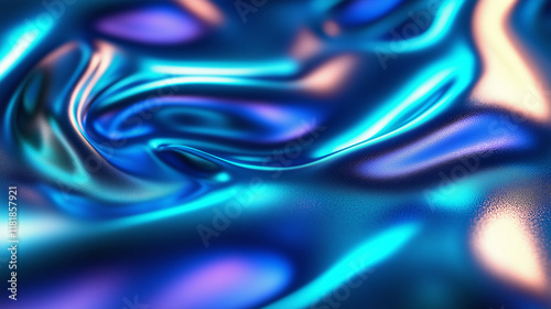 Vivid colors swirl together in a mesmerizing abstract design, showcasing smooth metallic textures that create a sense of motion and depth, resembling flowing fabric. photo