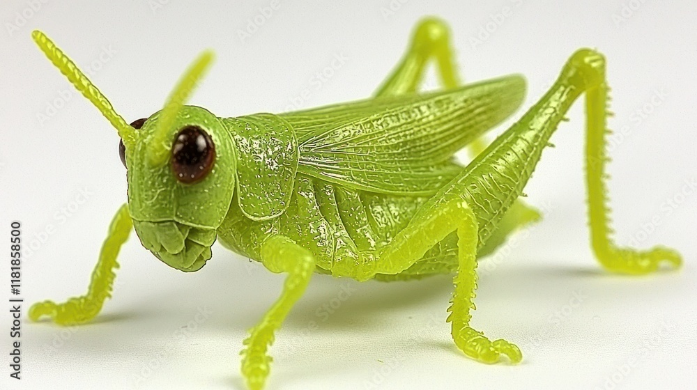 Fototapeta premium Closeup of a Vibrant Green Grasshopper