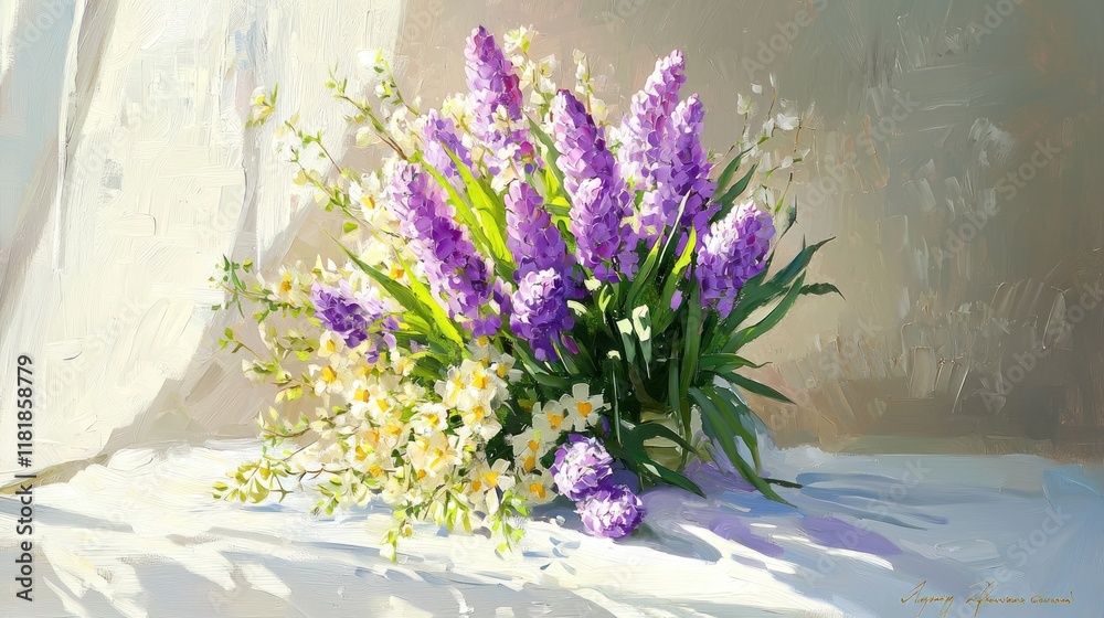 Obraz premium A Bouquet of Spring Flowers in a Still Life Painting