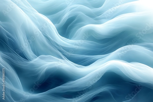 Abstract blue flowing fabric waves.
