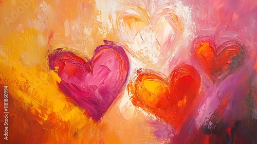 Red Hearts Falling on a Warm Background
