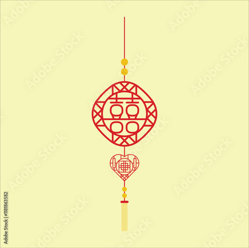 Chinese calligraphy 囍 (shuang xi) meaning is double happiness. Chinese traditional ornament design. The Double Happiness symbol has traditionally been associated with marriage. Eps 10.