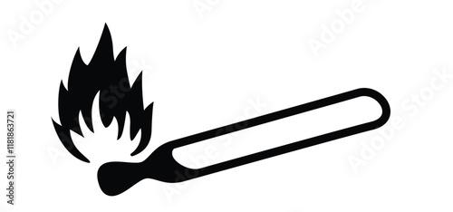 Matches , matchstick, lucifer logo. Smoking, fire or flame icon. Match lighted icon. Funny flat vector cartoon. No flames allowed. Stop, attention, do not open fire or campfire flame zone.  