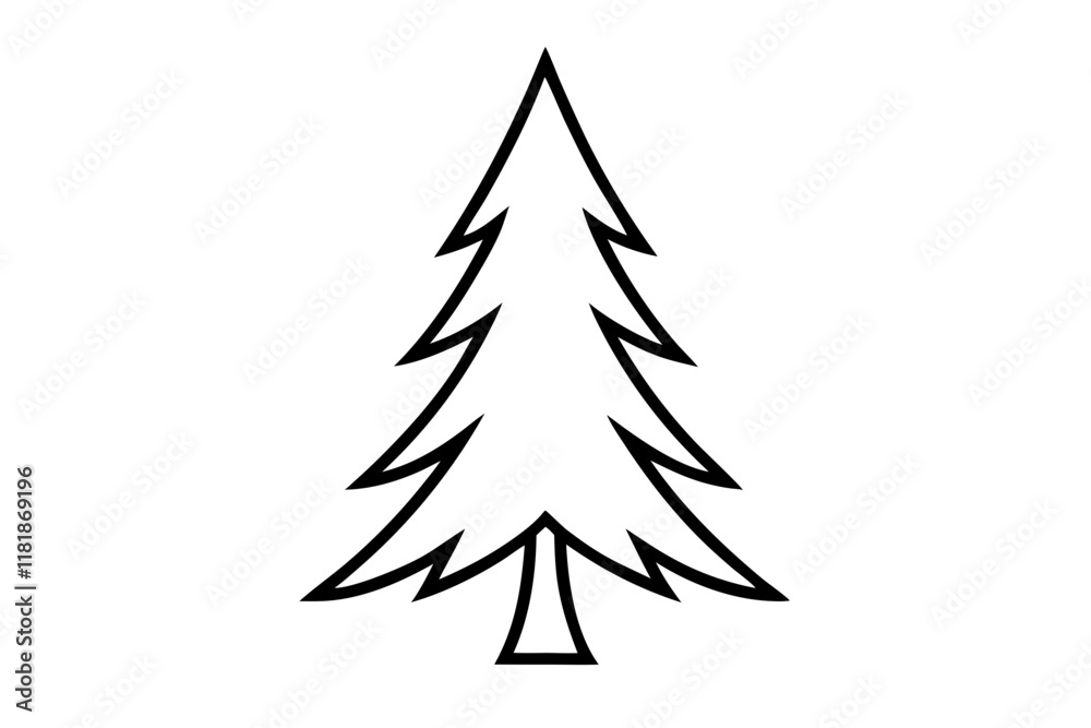 Fototapeta premium Pine Tree Line Icon - Vector Illustration in SVG Format