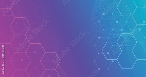 Hi-tech digital hexagon connected  background. Geometric design with hexagons on multicolored background.