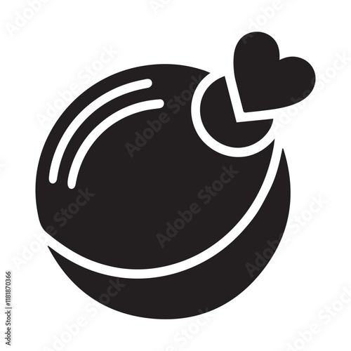 Valentine's Day, hockey ball funny vector silhouette illustration