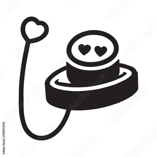 Valentine's Day, hockey ball funny vector silhouette illustration