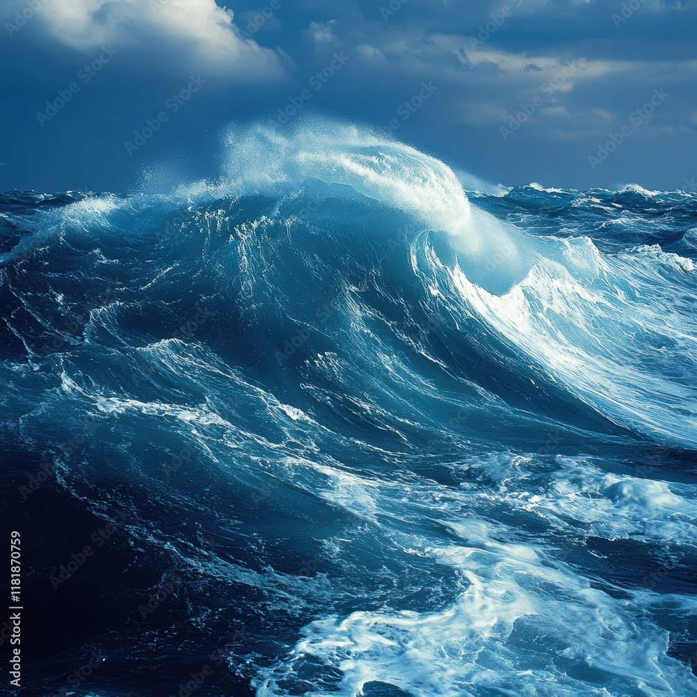 Fototapeta premium Gigapixel artwork of turbulent ocean waves aerial view of dynamic seascape
