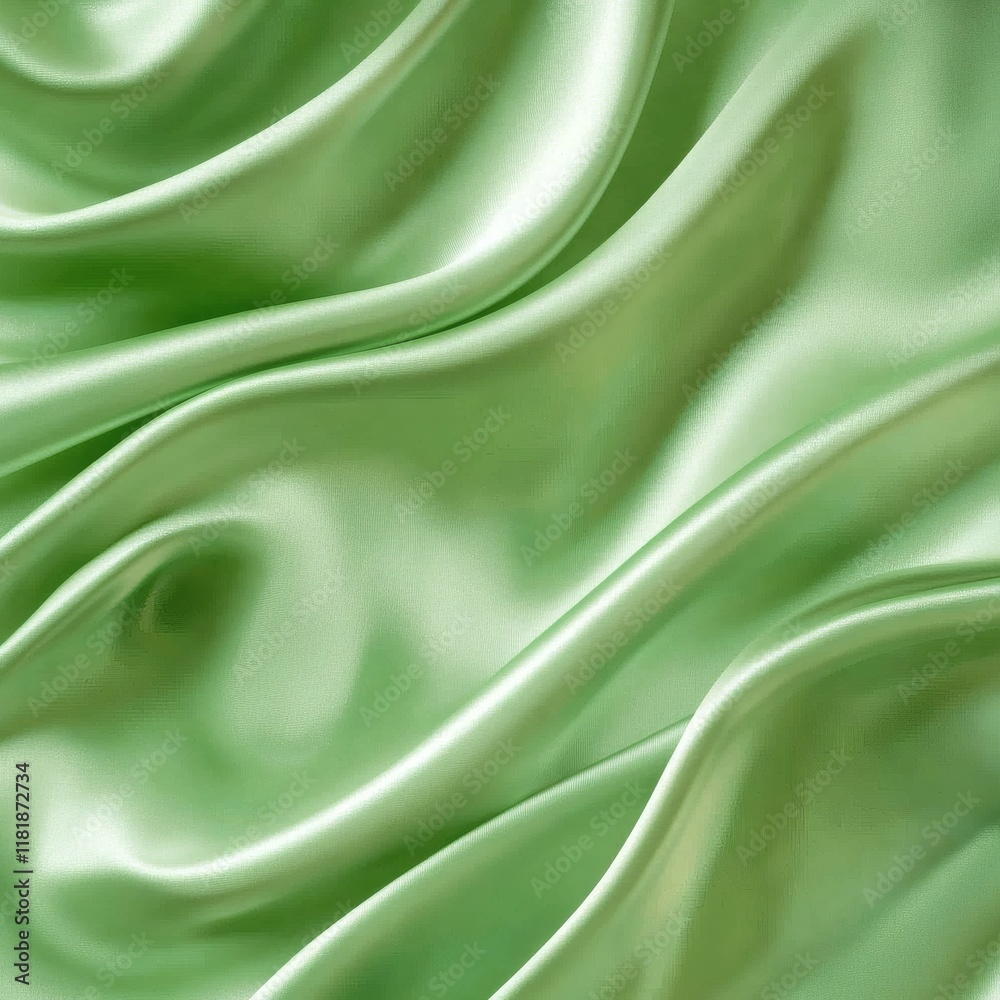 Obraz premium Green satin fabric in soft waves Background