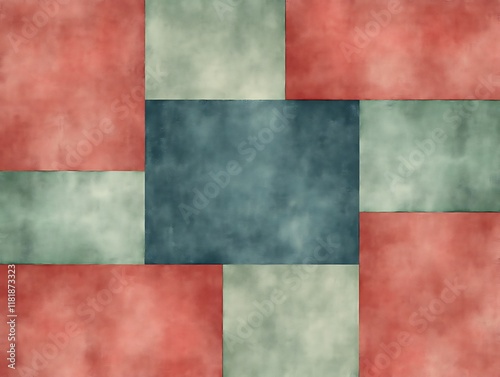 Abstract textured geometric pattern in red, green, and blue.