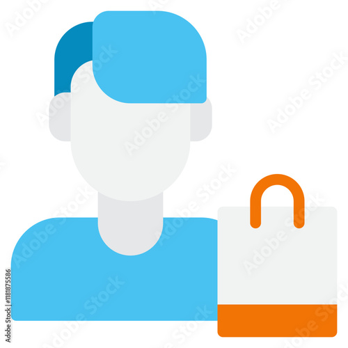 Stylized Person Holding Shopping Bag Icon photo