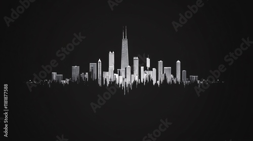 Urban Skyline Black Silhouette in Minimalist Style photo