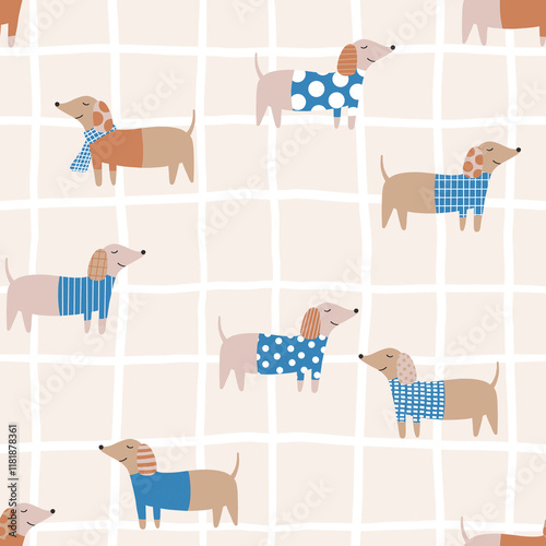 Doggies seamless pattern design. Repeat pattern	
