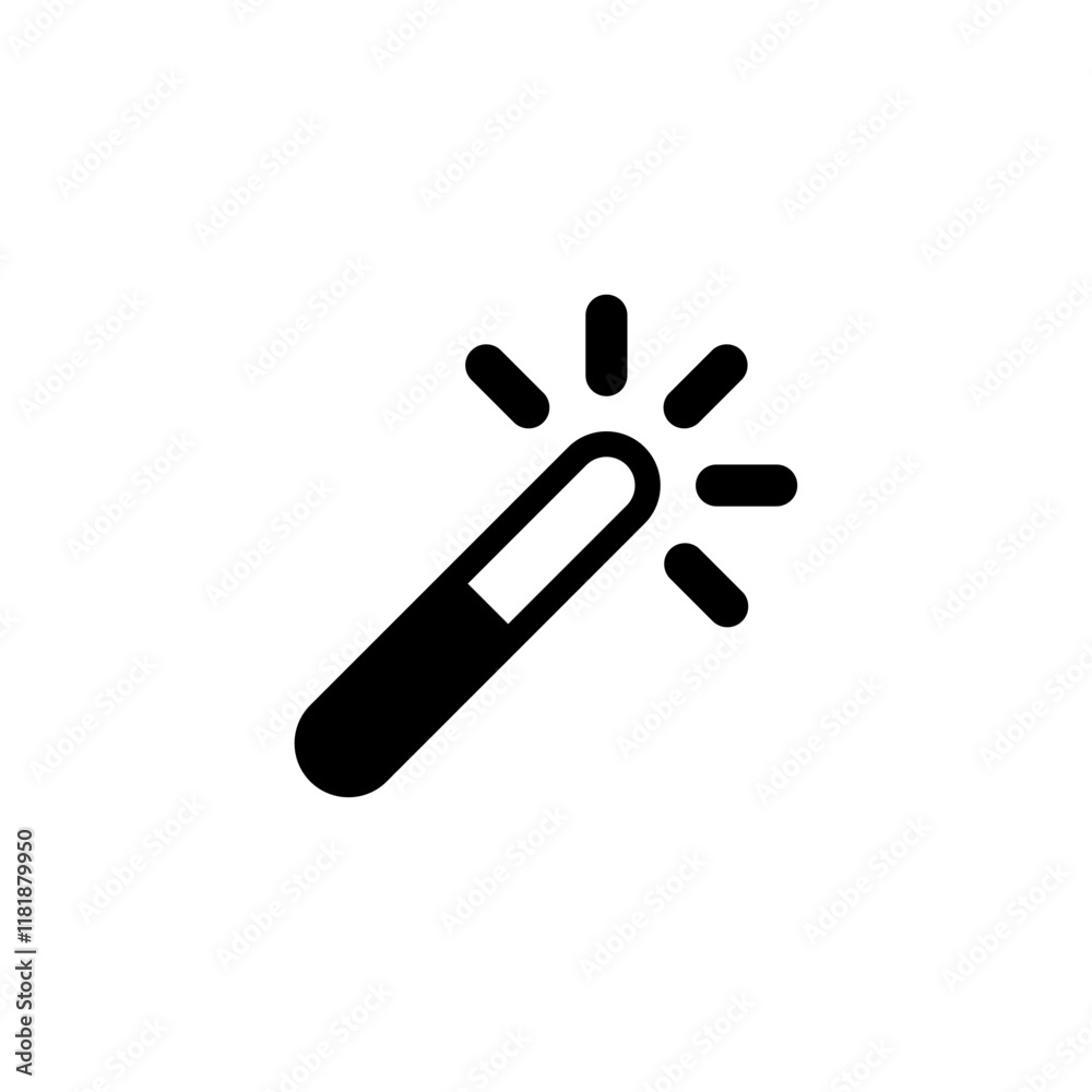 Vector icon of a magic wand with sparkles for enchanting designs. Vector icon of a magic wand with sparkles for enchanting designs.