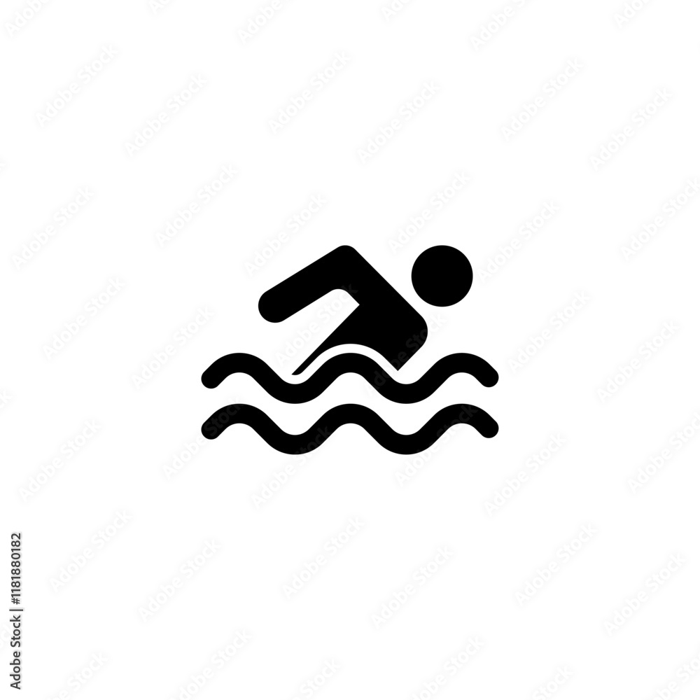 Minimalist vector icon of a swimmer, ideal for sports and fitness applications. Minimalist vector icon of a swimmer, ideal for sports and fitness applications.