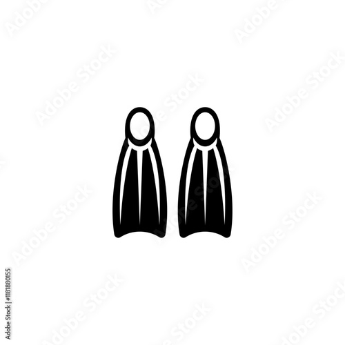Black swimming fins icon, ideal for snorkeling and diving.