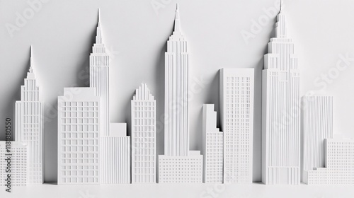 Fototapeta Naklejka Na Ścianę i Meble -  Black and White City Skyline Paper Cut