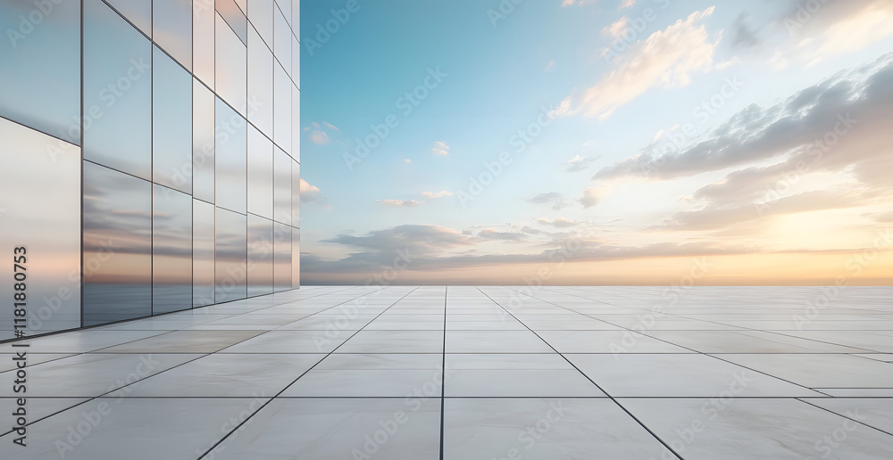 Fototapeta premium modern architecture with empty road and platform