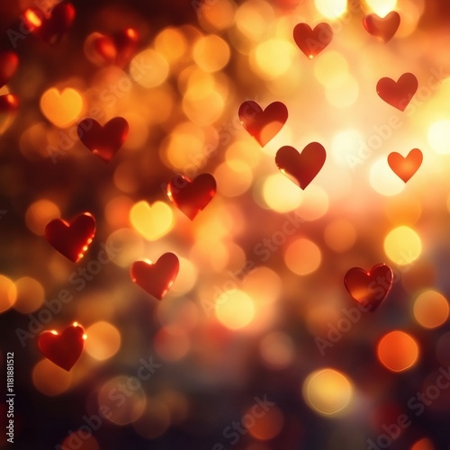 Hearts and Bokeh Light Blurred background of valentine's day concept