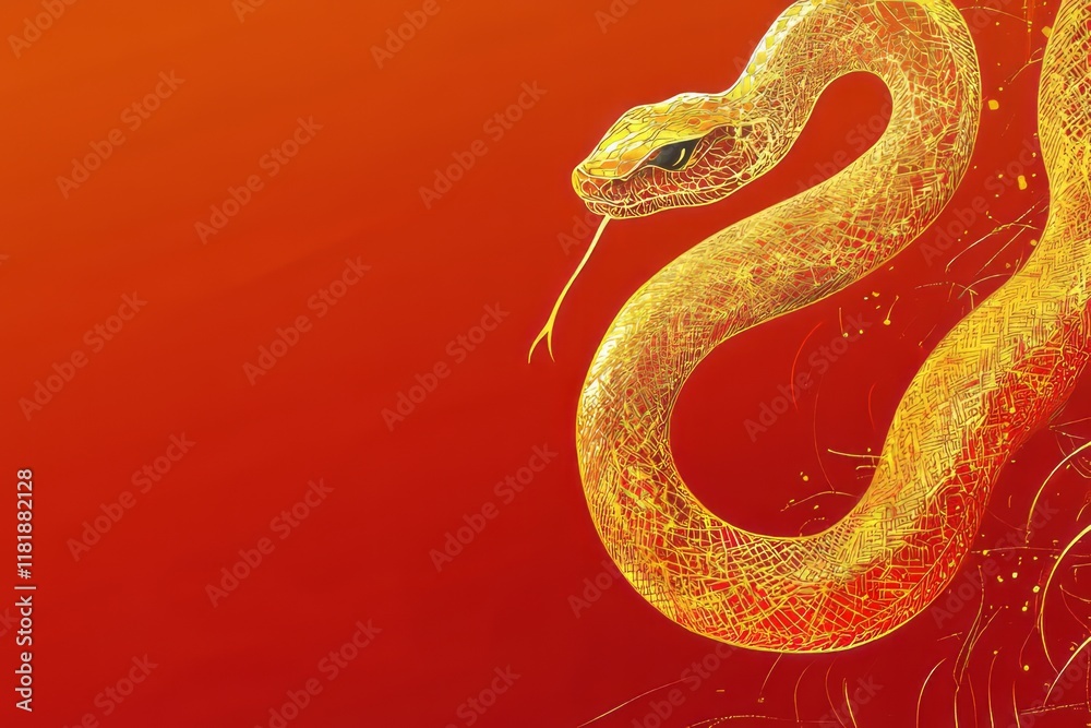 Fototapeta premium Abstract golden snake , Year of the Snake , Chinese New Year , Lunar New Year, greeting card, wallpaper