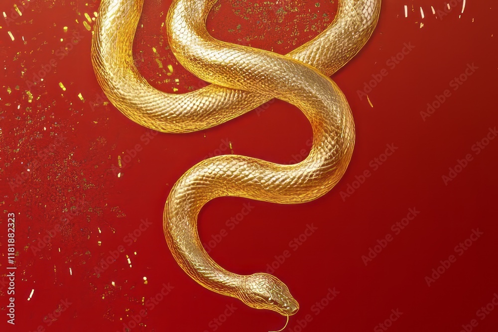 Fototapeta premium Abstract golden snake , Year of the Snake , Chinese New Year , Lunar New Year, greeting card, wallpaper