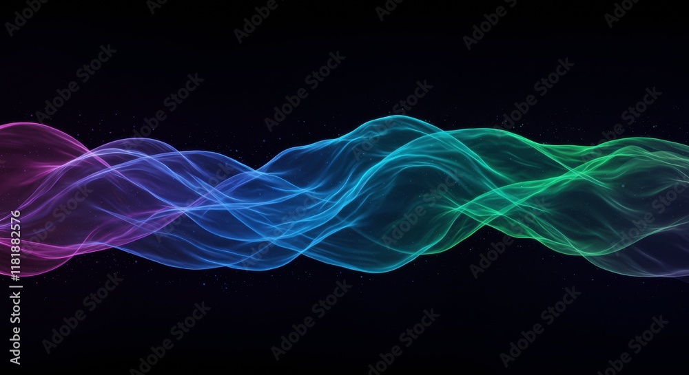 Obraz premium Abstract Energy Flow: Vivid, vibrant, flowing lines of color dance across a dark background, creating an abstract art piece that is both energetic and ethereal.