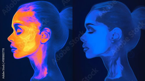 顔のサーモグラフとX線で見る人体骨格_冷えと循環から学ぶヒートショック予防と温かいサーモグラフィのイメージ_美容など