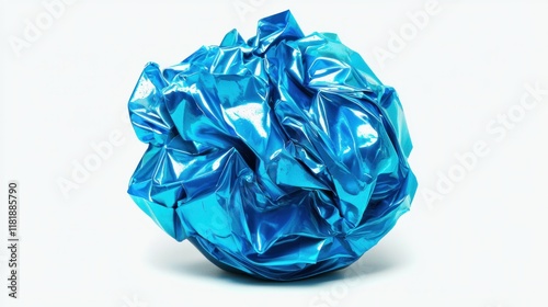 Abstract Blue Crinkled Paper Ball