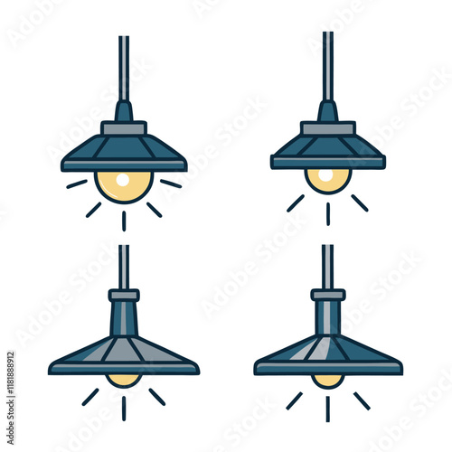 Minimalist Ceiling Lamp Vector Bundle for Interior Themes.