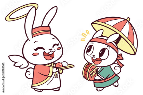 Cartoon Japanese deities, colorful chibi gods, cute Shinto kami, playful mythological characters, whimsical divine beings, kawaii spiritual figures, traditional Japanese folklore, adorable cultural ic