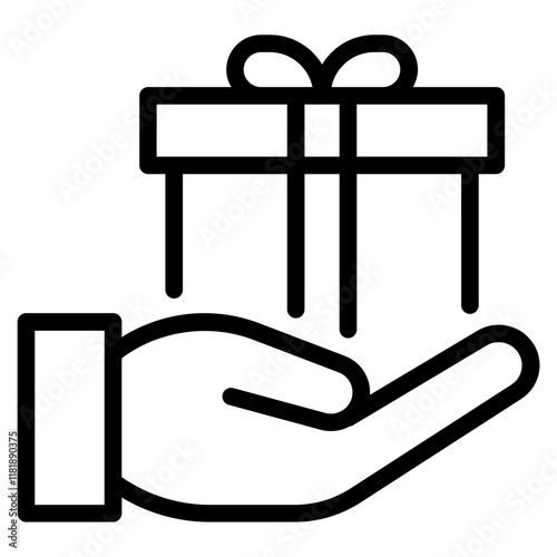 Hand Holding a Gift Box Icon