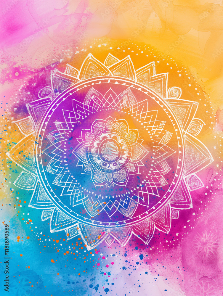 Fototapeta premium Holi, the Indian festival of colors, celebrates the triumph of good over evil, unity, and joy. People play with colors, dance, sing, and enjoy festive delicacies.