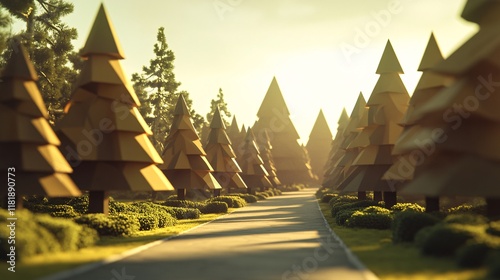 3D Collection of Eclectic Spruce Trees photo