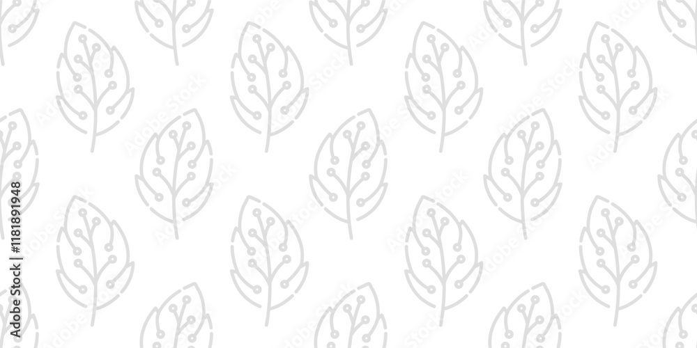 Fototapeta premium tech leaves pattern background. leaf technology theme. leaves pattern background. tech leaf theme seamless pattern bakground.
